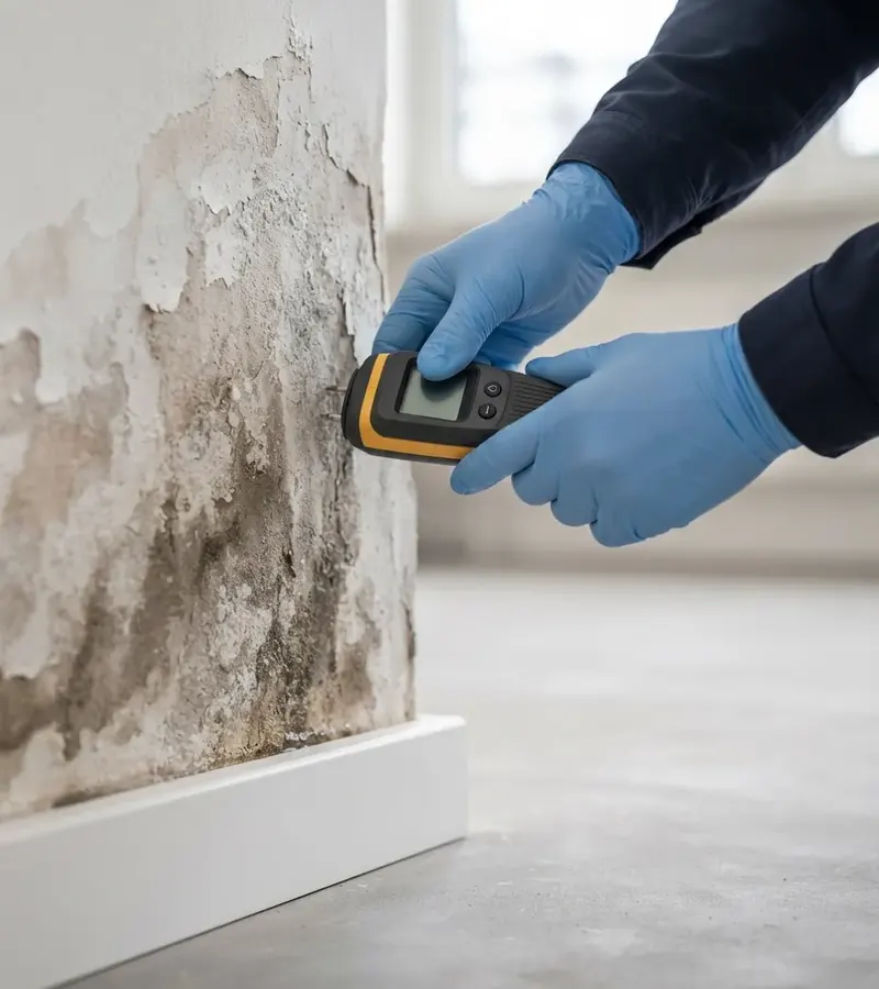 Muro con umidità di risalita e distacco dell'intonaco a Foggia